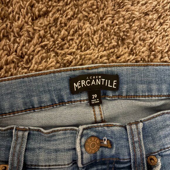 J. Crew Mercantile 9" High Rise Skinny Jeans 29 Light Blue Denim Raw Hem Zip Fly - Picture 2 of 3